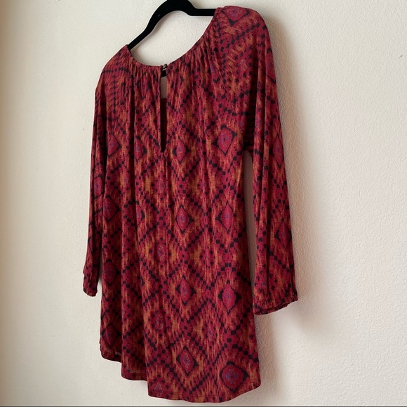 NWT Lucky Brand Burnt Orange Ikat Print Long Sleeve Top, size S - Picture 11 of 14